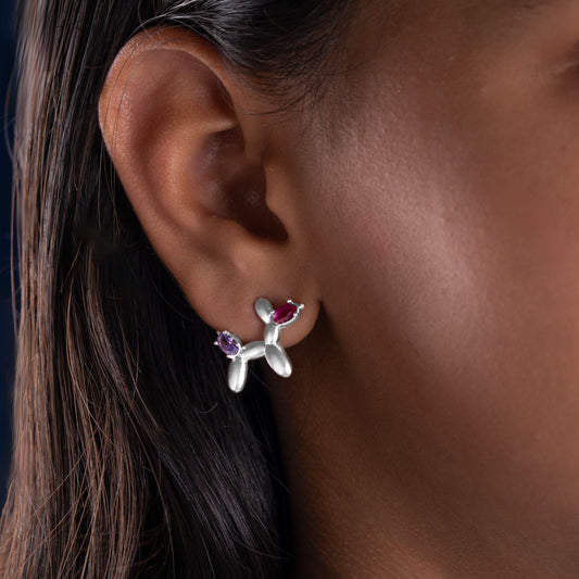 Silver Balloon Dogs Cufflinks Earrings