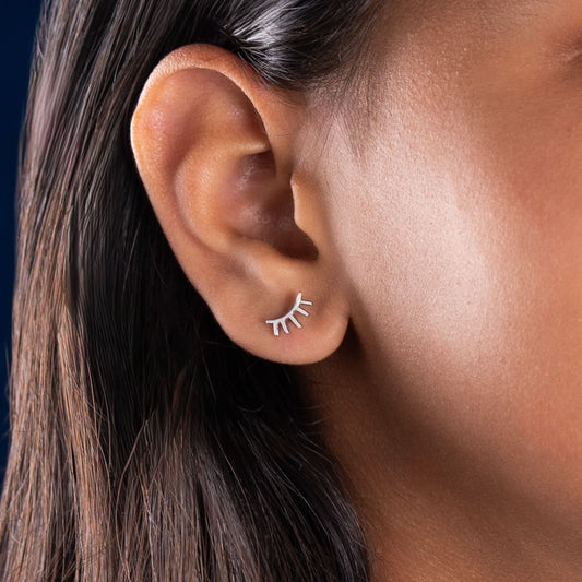 Silver Open Eye and Closed Wing Earrings