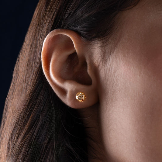 Gold Plated Honeycomb Earrings