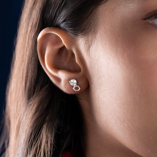 Silver White Tone Bolt Earrings