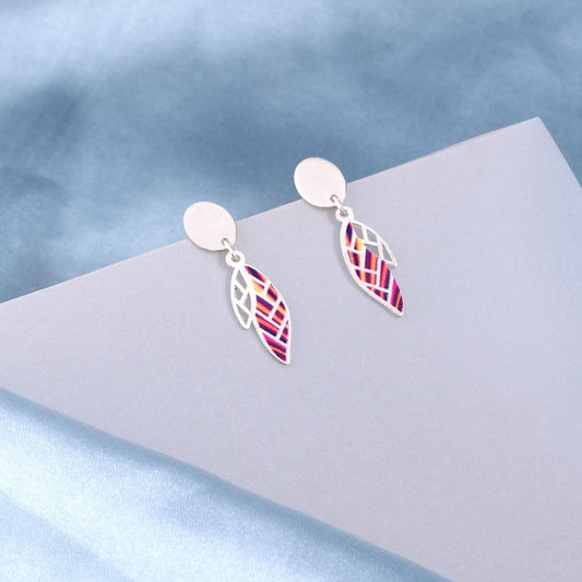 Silver Color Pop Feather Earrings Silvish