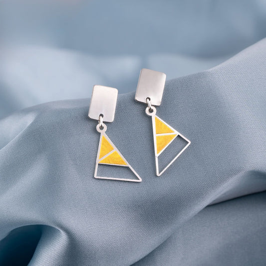 Silver Luxe Yellow Prism Earrings Silvish