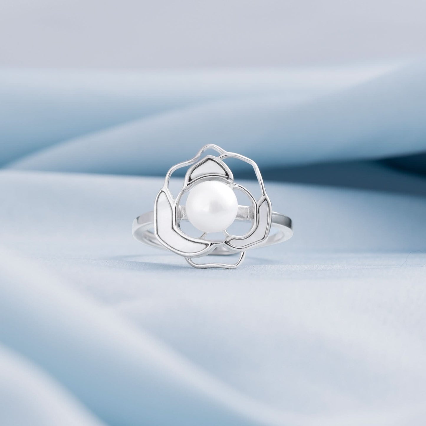 Silver Blossom Dew Ring