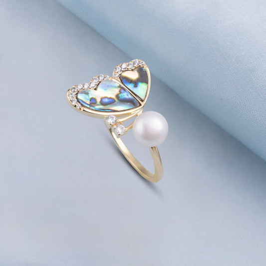 Gold Plated Enamel Printed Colorful Butterfly Ring Silvish