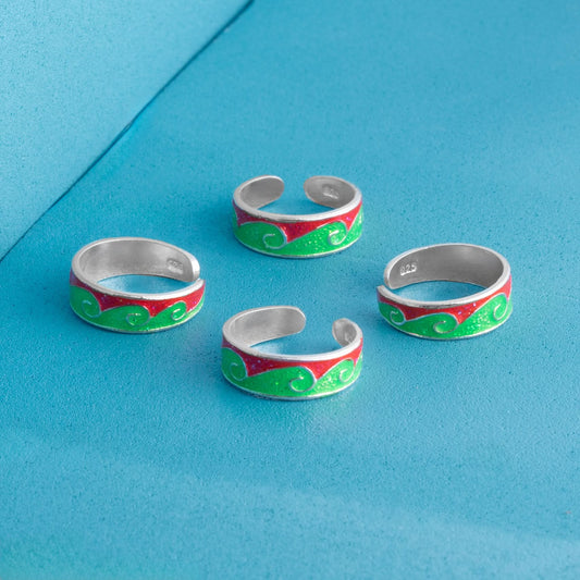Silver Dazzling Double Color Wave Toe Rings