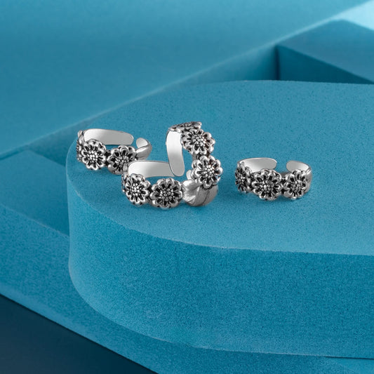 Silver Oceanic Harmony Toe Rings