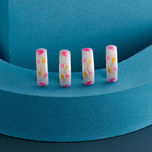 Silver White Colored Heart Pattern Toe Rings