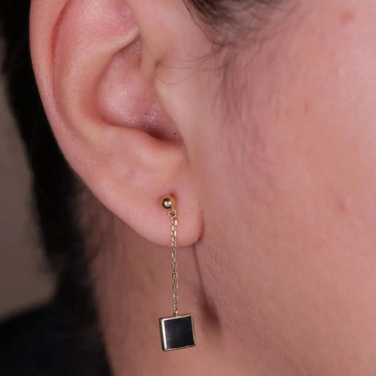 Gold Plated Classic Black Box Earrings