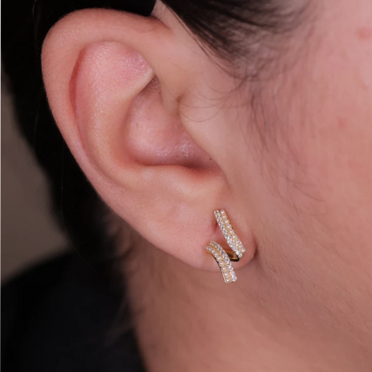 Gold Plated White Stone Studded Designer Earrings Silvish