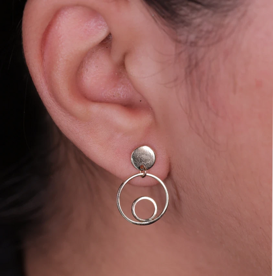 Gold Plated Geometric Round Earrings