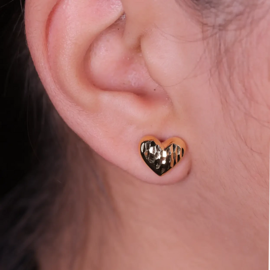 Gold Plated Golden Heart Studs Silvish