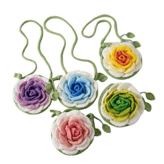 Handmade Crochet Rose Coin Purse