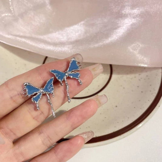 Blue Butterfly Irregular Stud Earrings