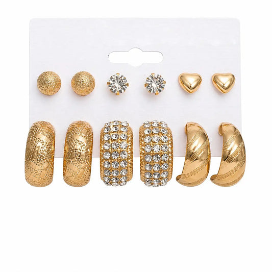 Gold Hoop & Stud Earrings Set Yiwu Zhuchai E-Commerce Firm (Individual Business)