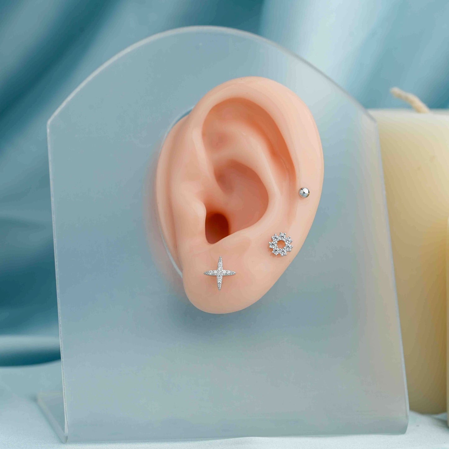Silver Multi Star Stud Set