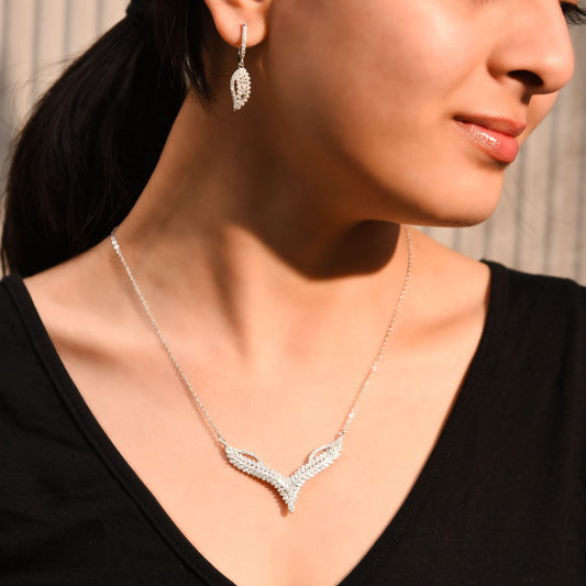 Silver Angel Wings Pendant set