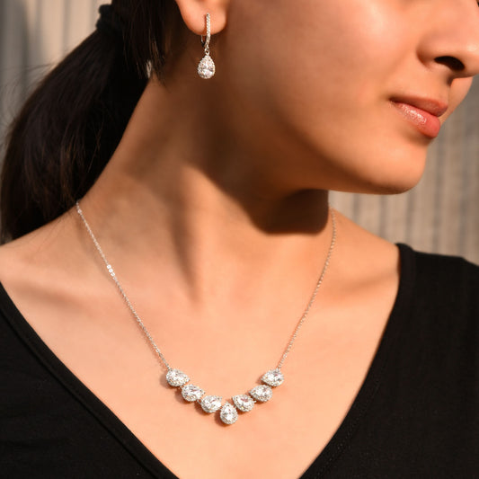 Silver Teardrop Jewellery Set Silvish