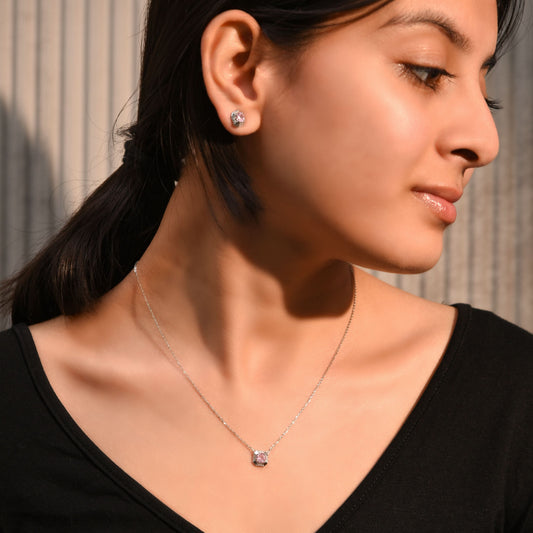'Cherry Blossom' Silver Pendant Set Silvish