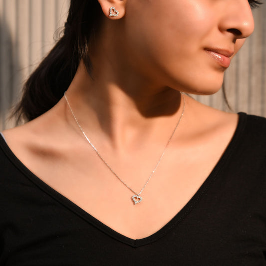 Silver Loving Hearts Pendant Set Silvish