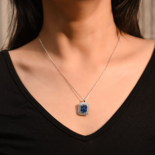 Silver Royal Blue Sapphire Pendant Silvish