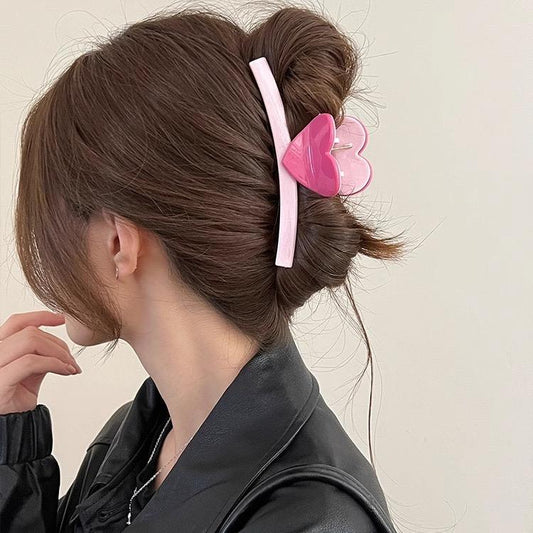 Pink heart Hair Claw Clip (Set of 4) Silvish