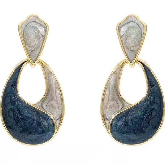 Golden Enamel Teardrop Earrings