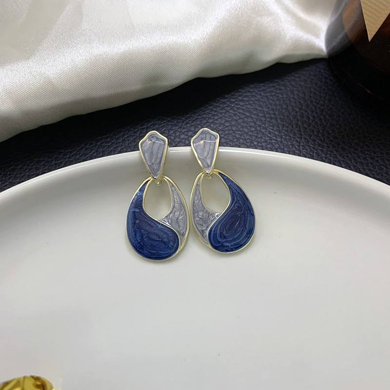 Golden Enamel Teardrop Earrings