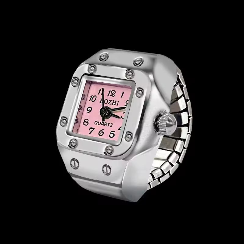 Pink Pixel Ring Watch Silvish