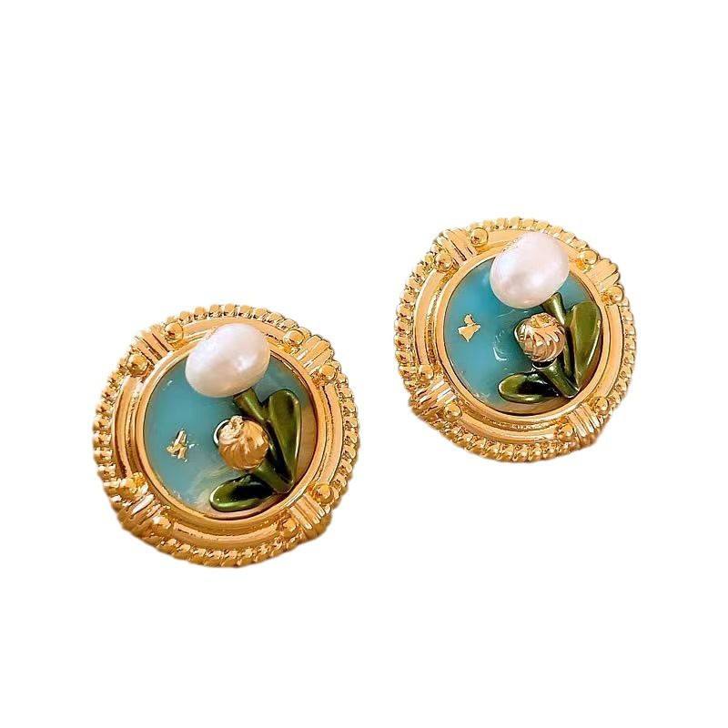 Monet’s Garden Flower Stud Earrings