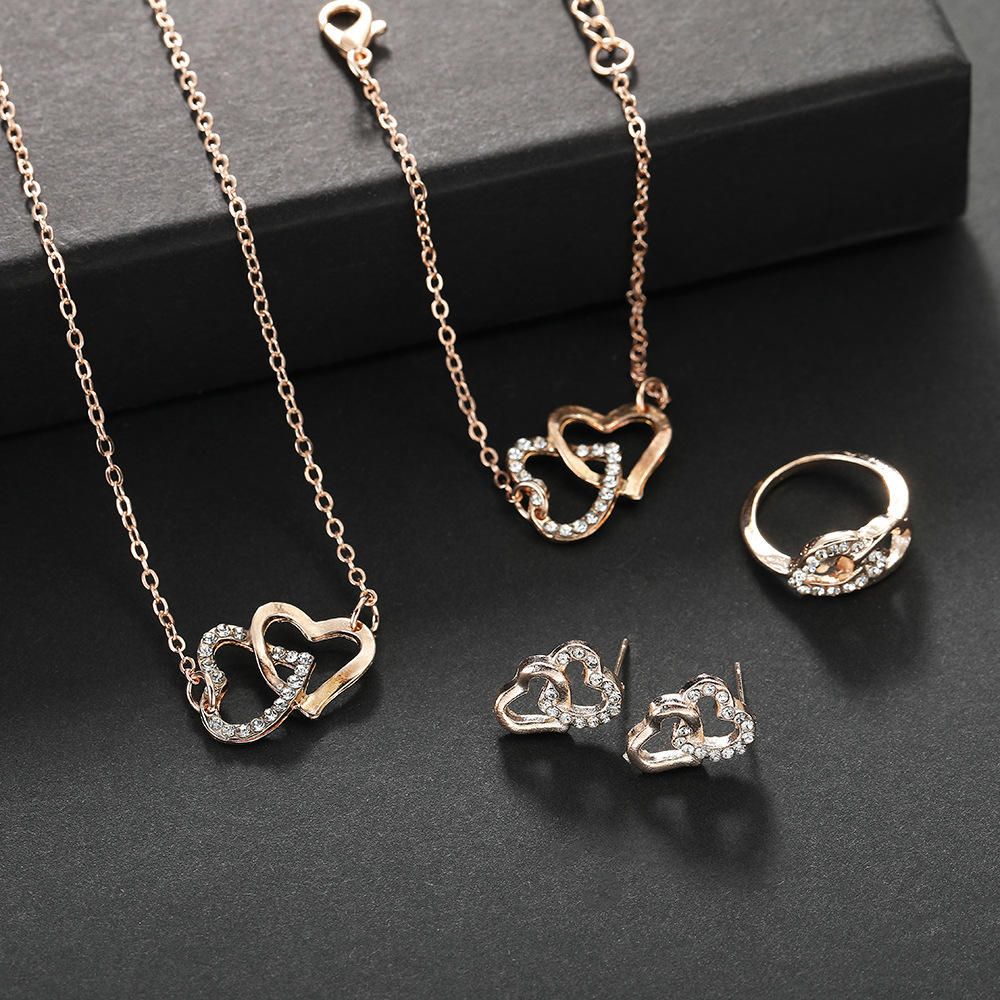 Elegant Double Heart Jewelry Set for Women Yiwu Yunlay Jewelry Co., Ltd.