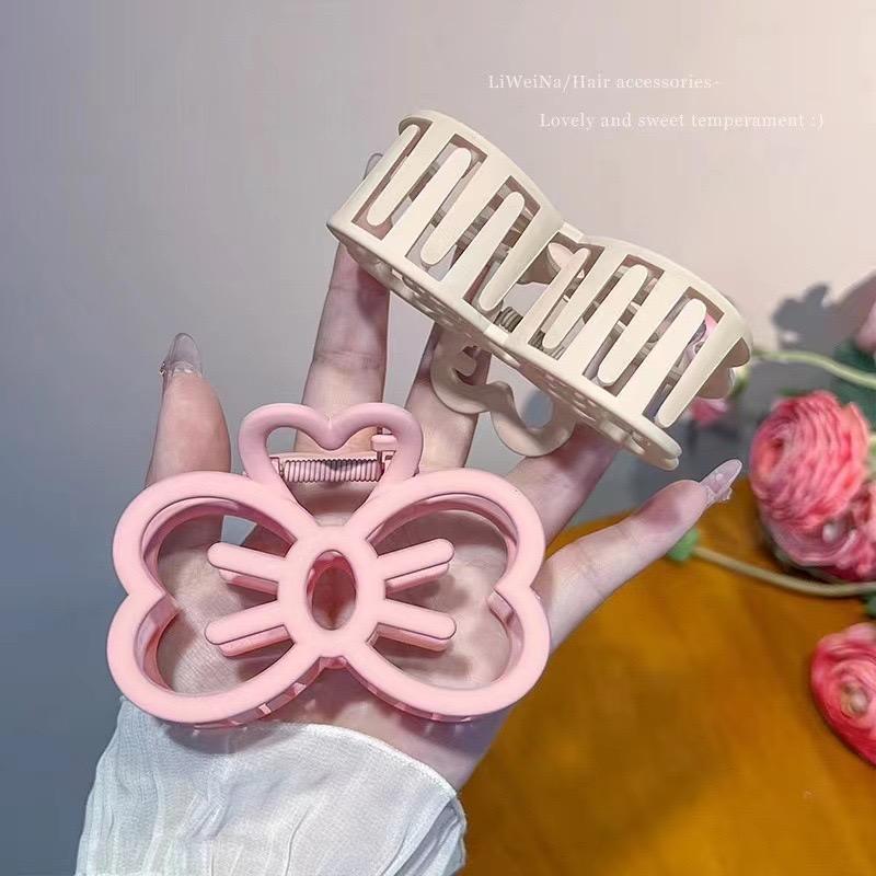 Cute Solid Pink 9cm Hair Claw Clip (Set Of 3) Silvish