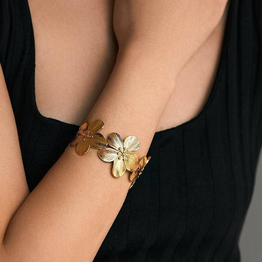 Wide Flower Adjustable Bracelet