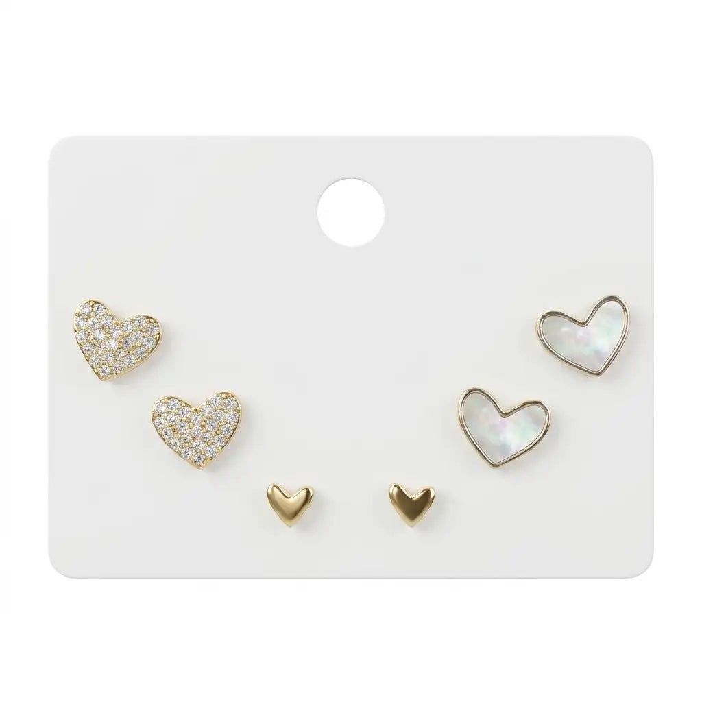 Gold Heart Stud Earrings Set Yiwu Zhuchai E-Commerce Firm (Individual Business)
