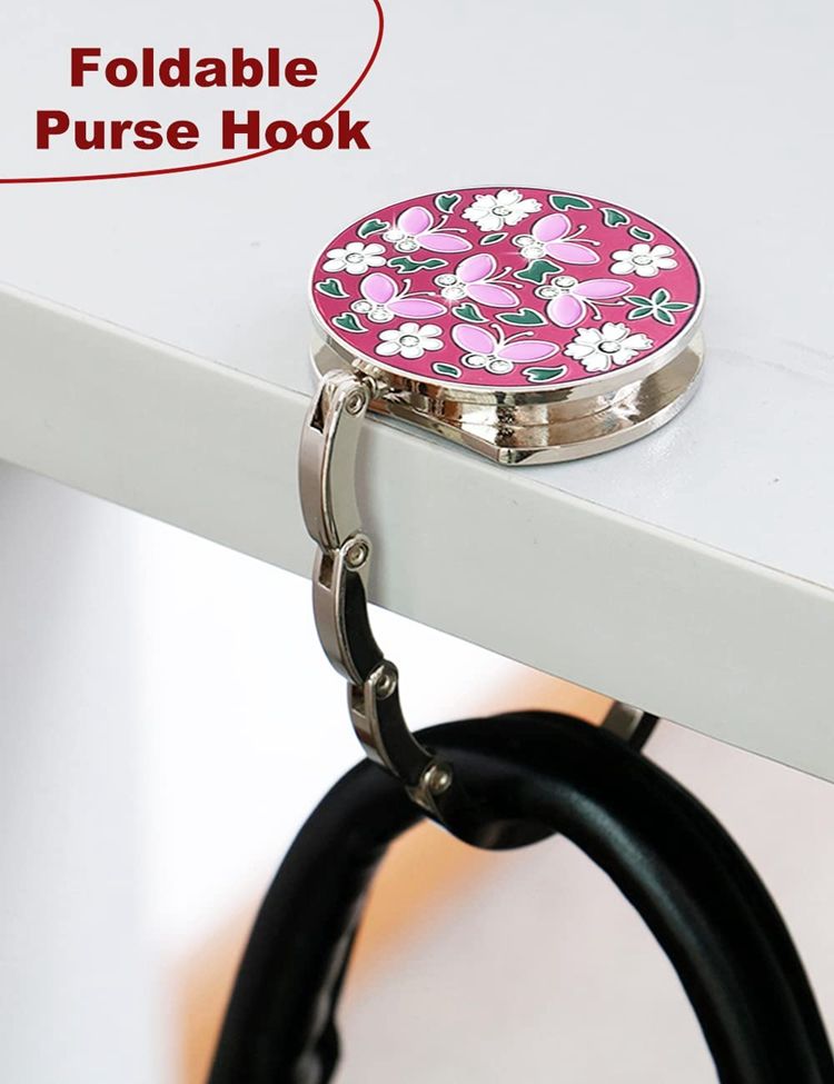 White Flower Metal Purse Hook