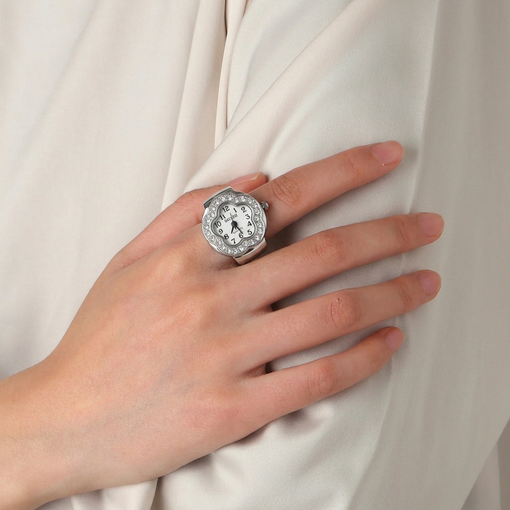 Ivory Bloom Ring Watch Silvish
