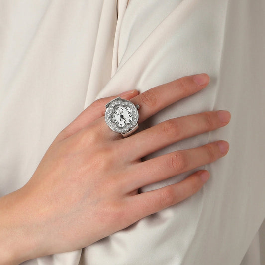 Ivory Bloom Ring Watch Silvish
