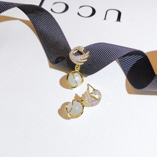 Little Swan Cat’s Eye Stone Earrings Yiwu Zhuchai E-Commerce Firm