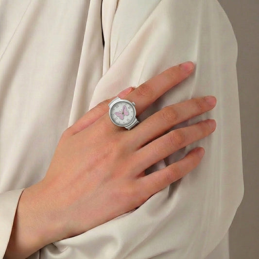 Lavender Wings Ring Watch Silvish