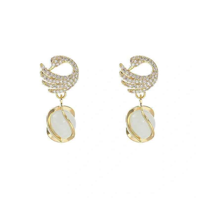 Little Swan Cat’s Eye Stone Earrings Yiwu Zhuchai E-Commerce Firm