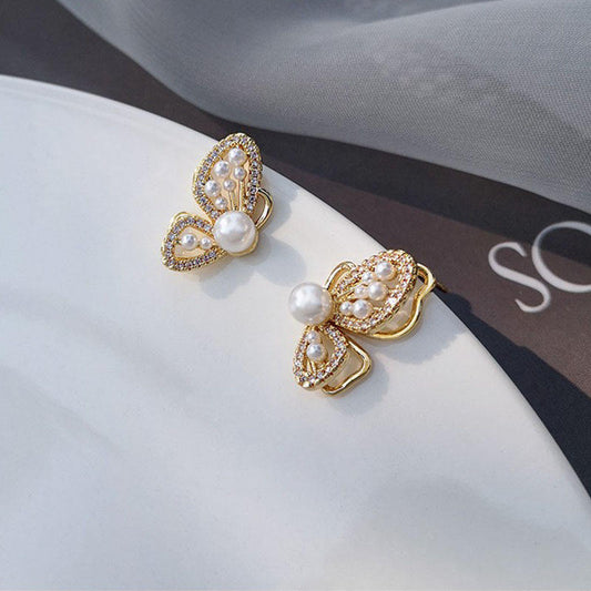 Butterfly Pearl Stud Earrings Yiwu Welwish Jewelry Co., Ltd