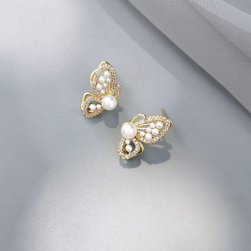 Butterfly Pearl Stud Earrings Yiwu Welwish Jewelry Co., Ltd