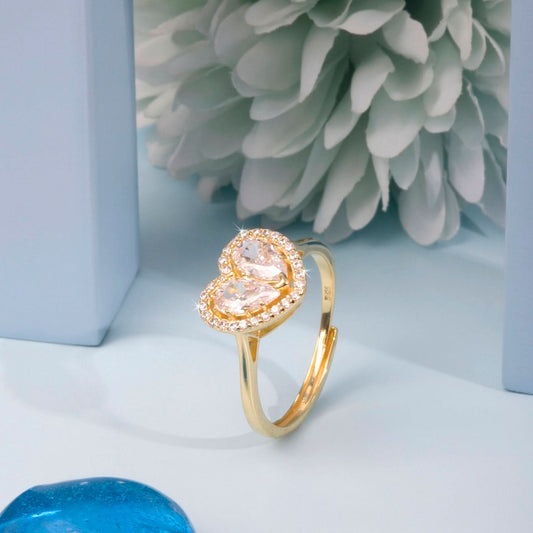 Gold Plated Shining Glory Zircon Heart Ring Silvish