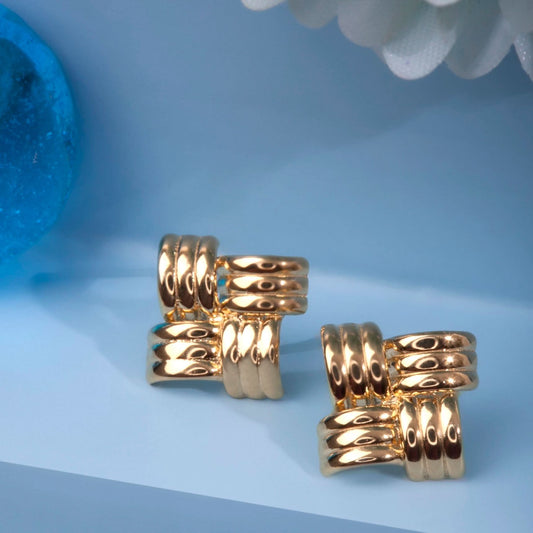 Gold Plated Golden Ripple Earring Silvish