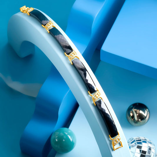 Black & Gold Dual Tone Men Bracelet Silvish