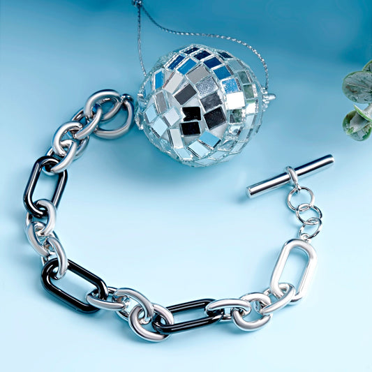 Silver Vigor Link Men Bracelet