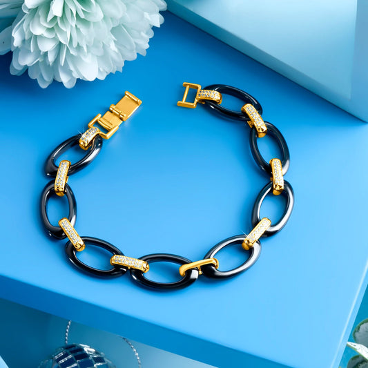 Gold Plated Midnight Braid Men Bracelet Silvish