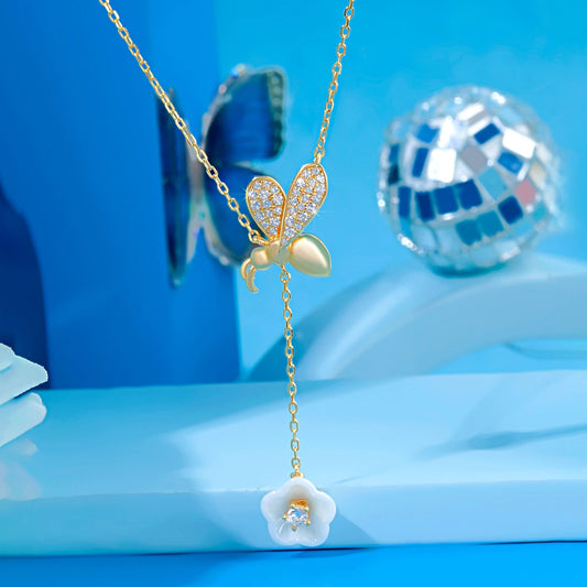 Gold Plated Golden Honeybee Pendant Silvish