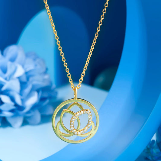 Gold Plated Radiant Lotus Pendant Silvish
