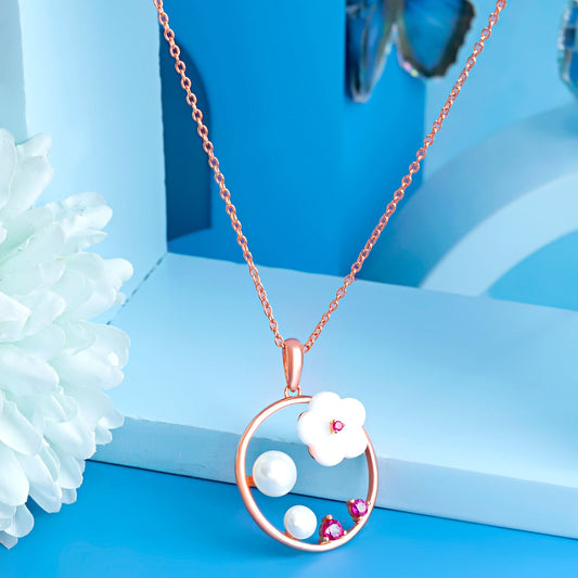 Rose Gold Whispering Blossom Pendant Silvish