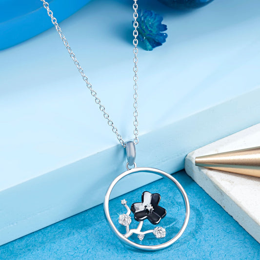 Silver Noir Petal Elegance Pendant